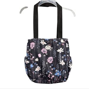 Sleek Black Floral Tote Purse